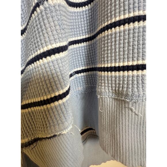 Offline by Aerie Waffle Knit Long Sleeve Top - Blue Stripes - Size Small - Picture 2 of 5